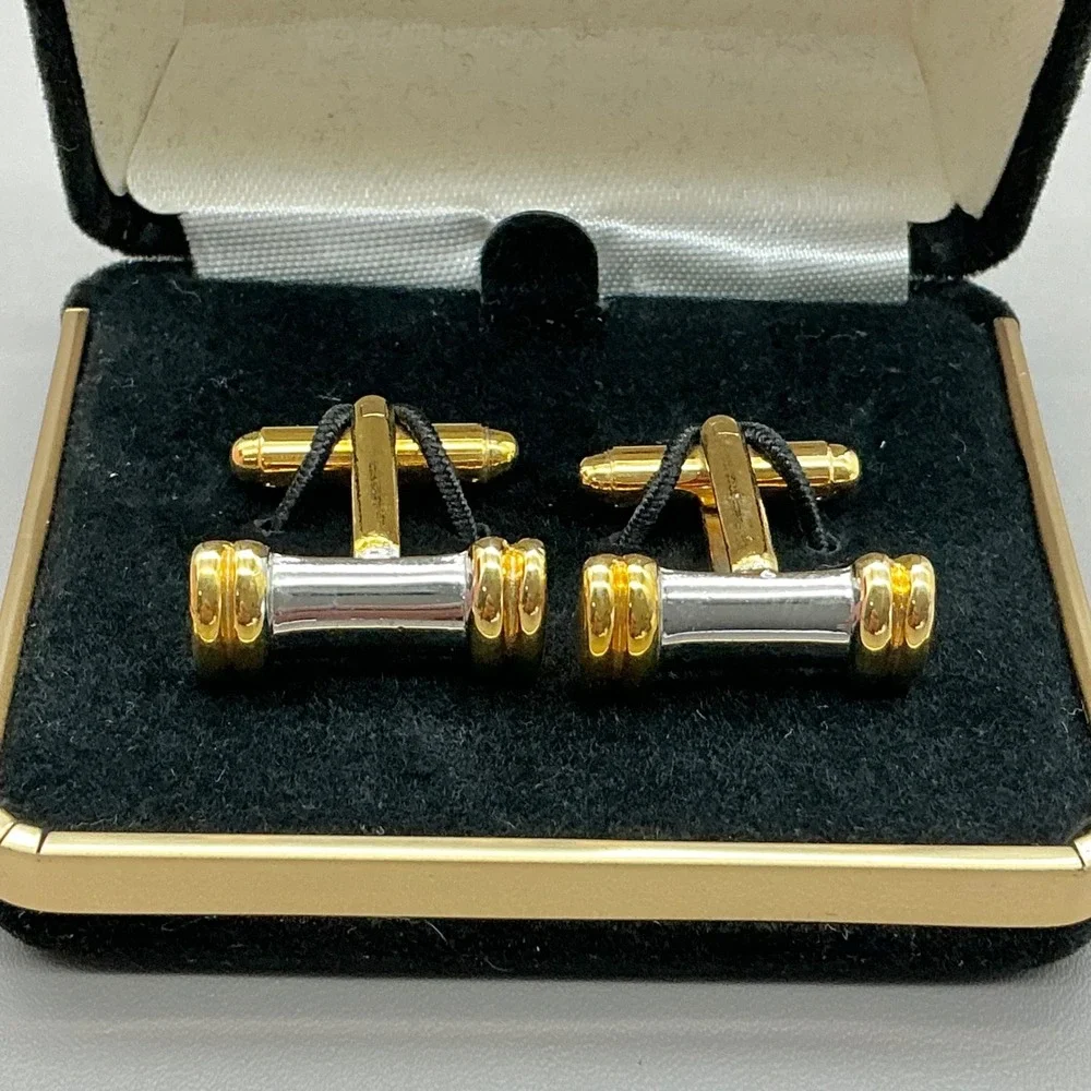 Louis Roth Cufflinks Mens Two Tone Gold Silver Tone Bar Vintage Original Box